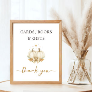 Poster Livres Cartes Enseigne Fête Bébé Citrouille Blanch