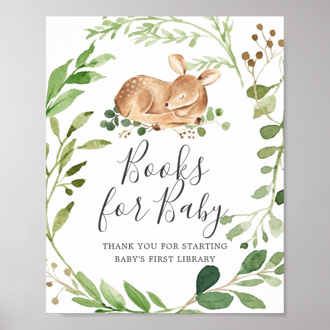 Poster Livres De Baby shower De Cerfs Pour Bébé (Devant)