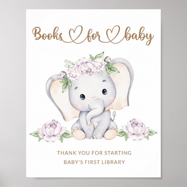 Poster Livres de baby shower pour bébé éléphant (Devant)