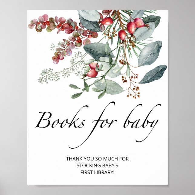 Poster Livres de baby showers à feuillage persistant pour (Devant)