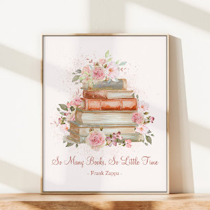 Poster Livres de citations personnalisées et roses roses 