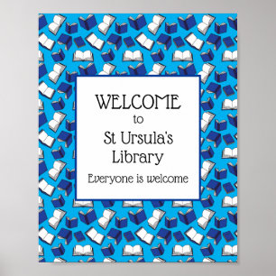 Poster Livres de l'école bleue Bienvenue à notre biblioth