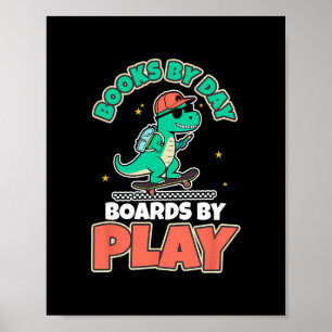 Poster Livres de skateboard de dinosaures Activité amusan