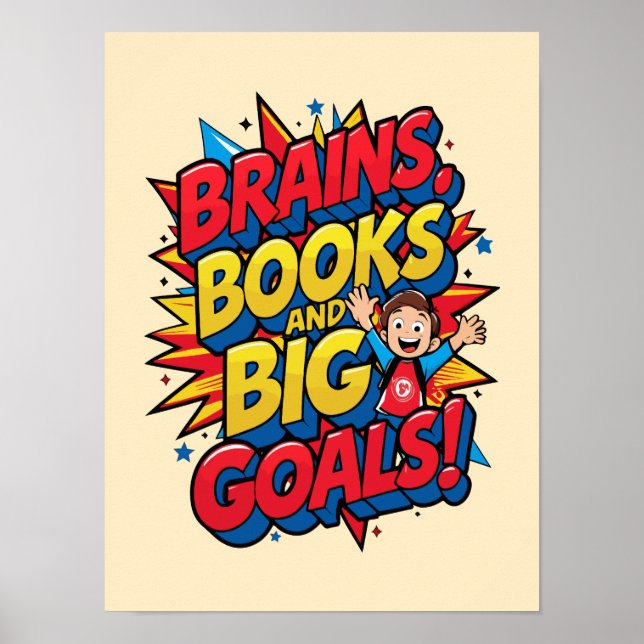 Poster Livres du cerveau et grands objectifs - Amusants R (Devant)