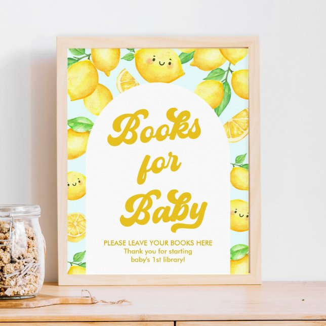 Poster Livres en Baby shower citron pour bébé (Créateur téléchargé)