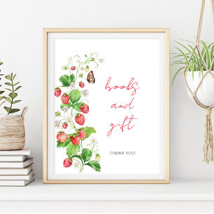 Poster Livres et Cadeau de Baby Shower à la Fraise