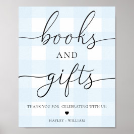 Poster Livres et Cadeaux à Carreaux Bleus