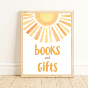 Poster Livres et cadeaux boho soleil coloré brillant