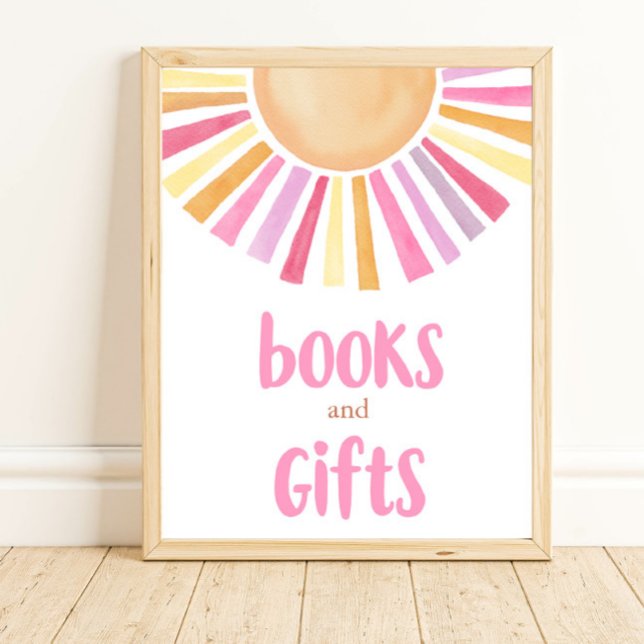 Poster Livres et cadeaux boho soleil rose jaune orange (Créateur téléchargé)