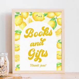 Poster Livres et cadeaux de Baby shower citron
