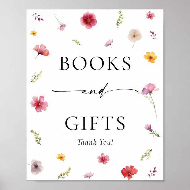 Poster Livres et Cadeaux de Baby Shower Fleur Sauvage (Devant)