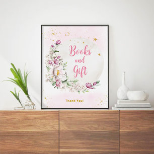 Poster Livres et Cadeaux Fleuris Lune Rose