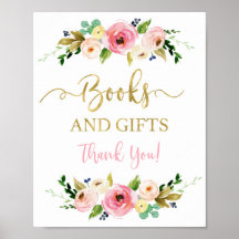 Livres et cadeaux signe floral rose et or