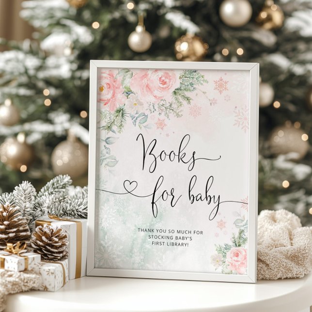 Poster Livres pour bébé signe. Livres roses d'hiver pour  (Créateur téléchargé)