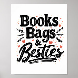 Poster Livres Sacs & amp; Besoins Tenue À L'École Amusant