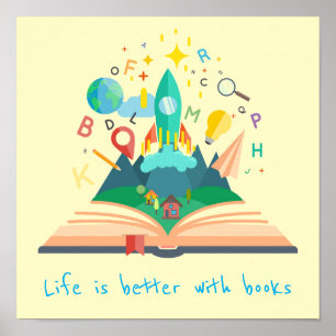 Poster Livres slogan salle de classe ou salle d'enfant de