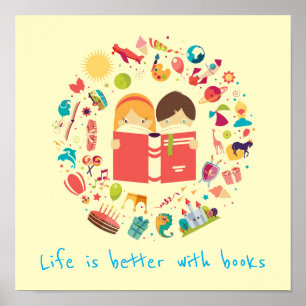 Poster Livres slogan salle de classe ou salle d'enfant de