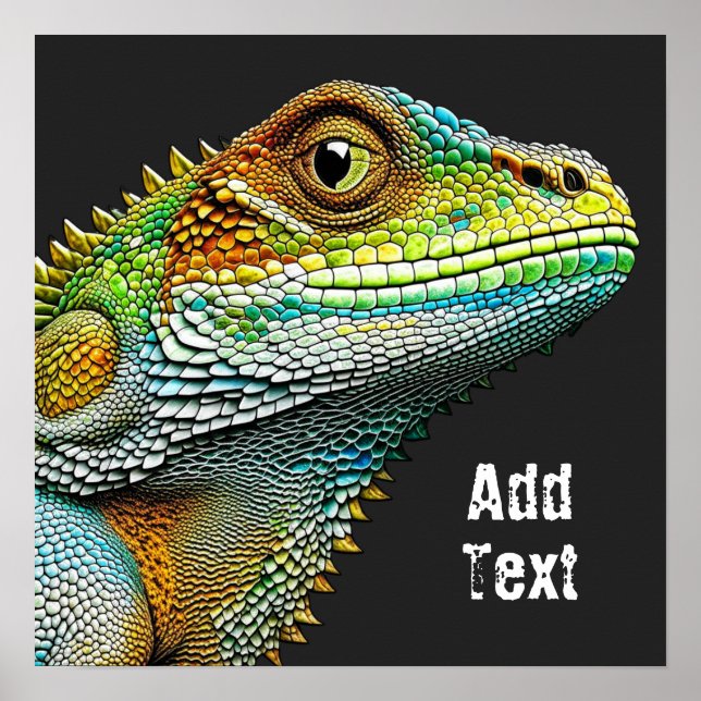 Poster Lizard Iguana réaliste Personnalisé (Devant)