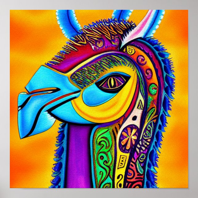 Poster Llama Coloré   (Devant)