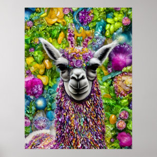 Poster Llama colorée