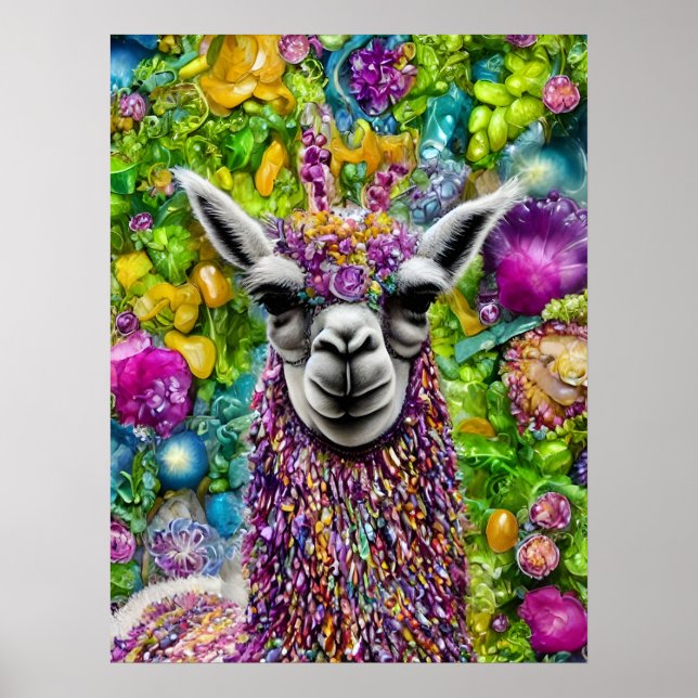 Poster Llama colorée (Devant)