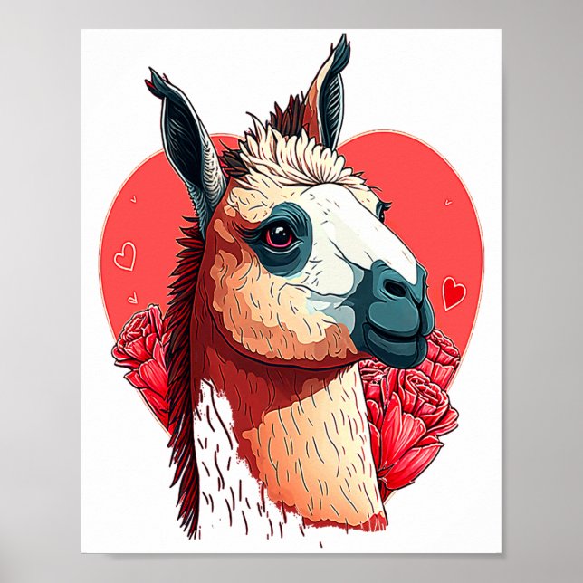 Poster Llama Cute Alpaca Valentines Day Animal  (Devant)