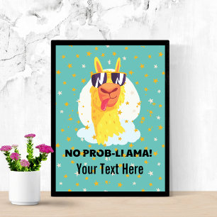 Poster Llama Drôle Mignon Llama avec des Étoiles