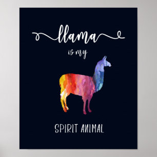 Poster Llama est mon animal d'esprit. Aquarelle moche