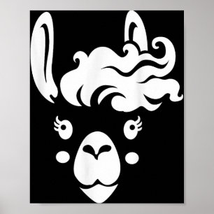 Poster Llama Face Eyelashes Costume Halloween Coiffure
