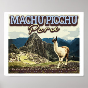 POSTER LLAMA - MACHU PICCHU PERU