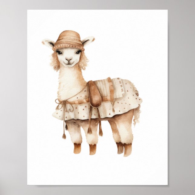 Poster Llama Nursery Décor Cute Llama Chambre (Devant)