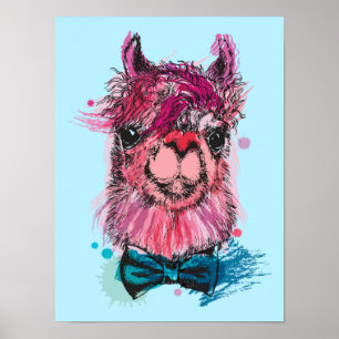 Poster Llama rose mignonne