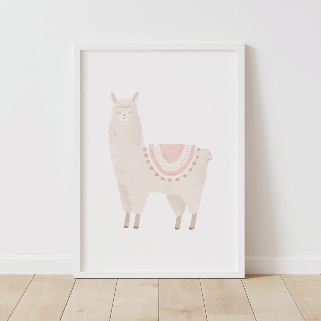 Poster Llama rose Neutral Girl Décor (Créateur téléchargé)