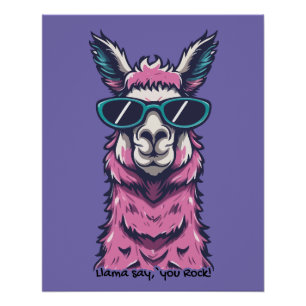 Poster Llama vous dit Rock   Pose ironique dans les lunet