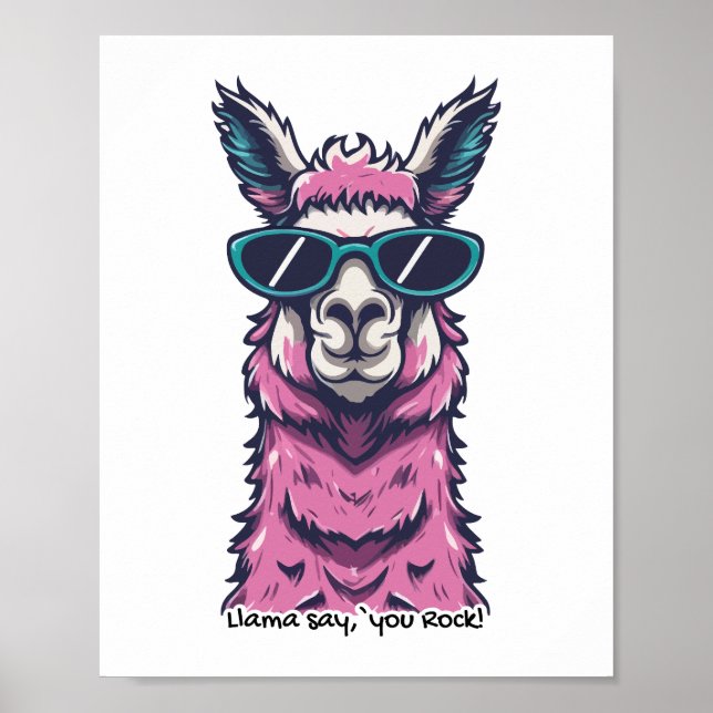 Poster Llama vous dit Rock | Pose ironique dans les lunet (Devant)