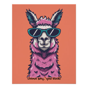 Poster Llama vous dit Rock   Pose ironique dans les lunet