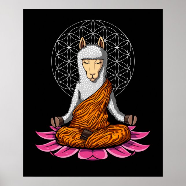 Poster Llama Yoga Zen Alpaca Méditation Animal (Devant)