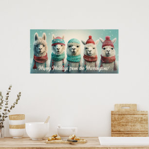 Poster Llamas d'hiver de texte personnalisé