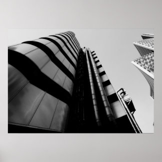Poster Lloyds Building Central London noir et blanc