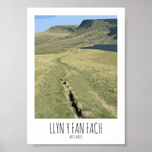 Poster Llyn Y Fan Fach - Style d'affiche ferroviaire Impr (Devant)