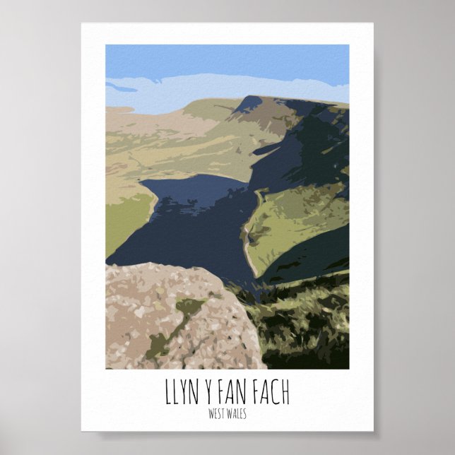 Poster Llyn Y Fan Fach - Style d'affiche ferroviaire Impr (Devant)
