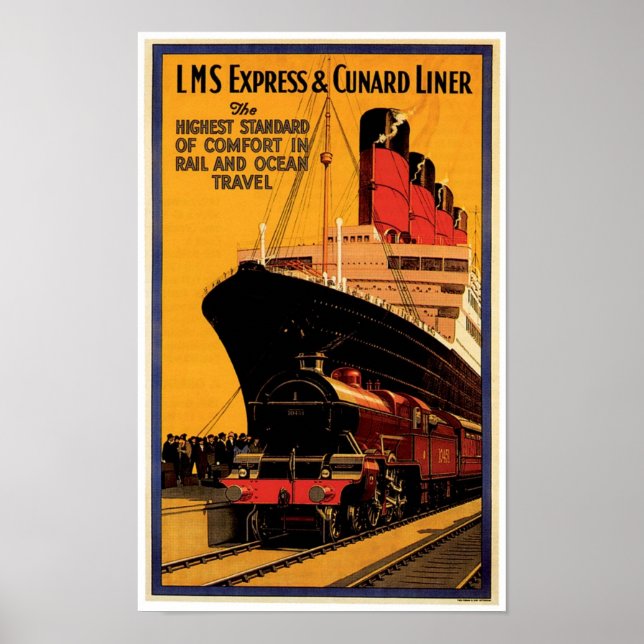 Poster LMS Express & Cunard Liner (Devant)