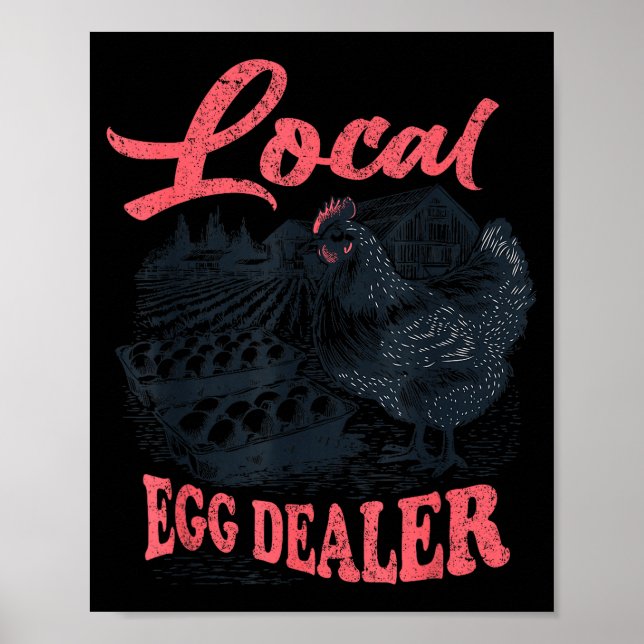 Poster Local Egg Er Retro Chicken Funny Farmer Easter Adu (Devant)