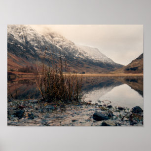 Poster Loch Achtriochtan et Glencoe en hiver