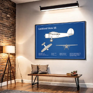 Poster Lockheed Vega 5B - Plans d'avion ABD