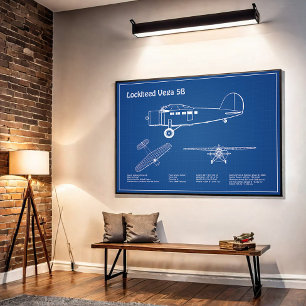 Poster Lockheed Vega 5B - Plans d'avion AD
