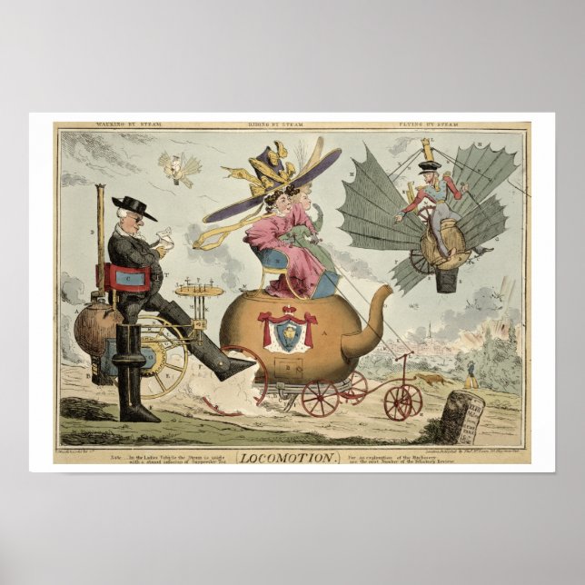 Poster Locomotion - Marche à pied à vapeur, équitation à  (Devant)
