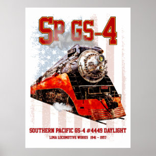 Poster Locomotive à vapeur classique Southern Pacific GS-