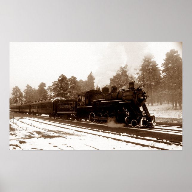 Poster Locomotive Du Train Ferroviaire Sur La Scène De L' (Devant)