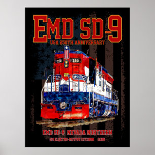 Poster Locomotive EMD SD-9 Livrée du 250e anniversaire de